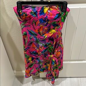 Vibrant Floral Strapless Dress